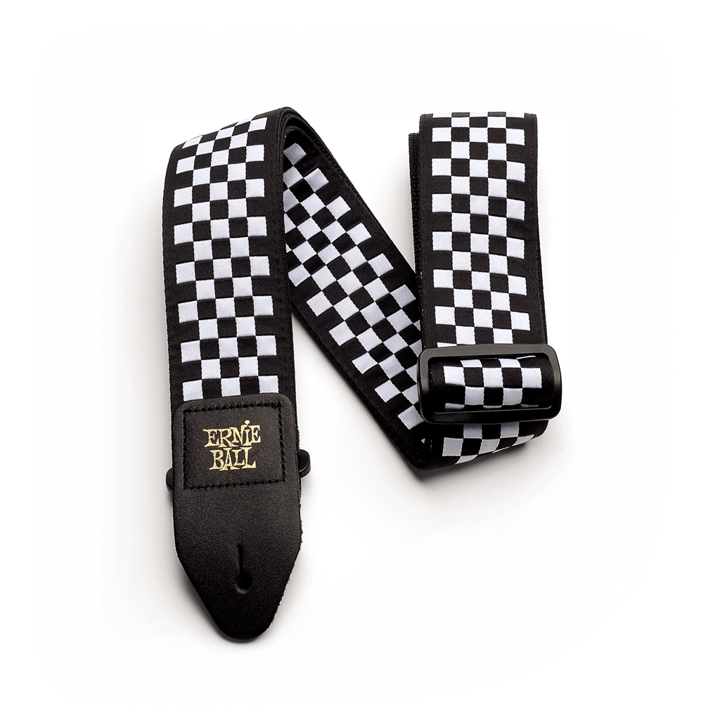 Ernie Ball Black & White Checkered Jacquard Guitar Strap