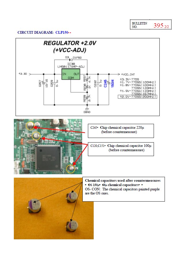 V9452200(R)  V9451300(R)  Capacitor set to remedy startup problem on CLP150 CLP170 PF500 service news SN395  [13]