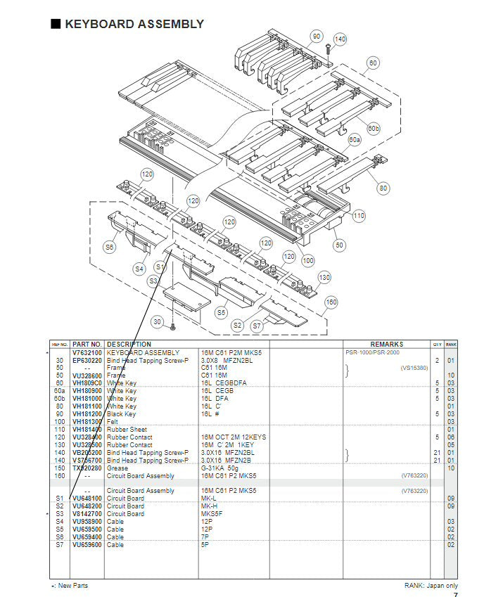 VU648102 key contact circuit board MK-L XR564